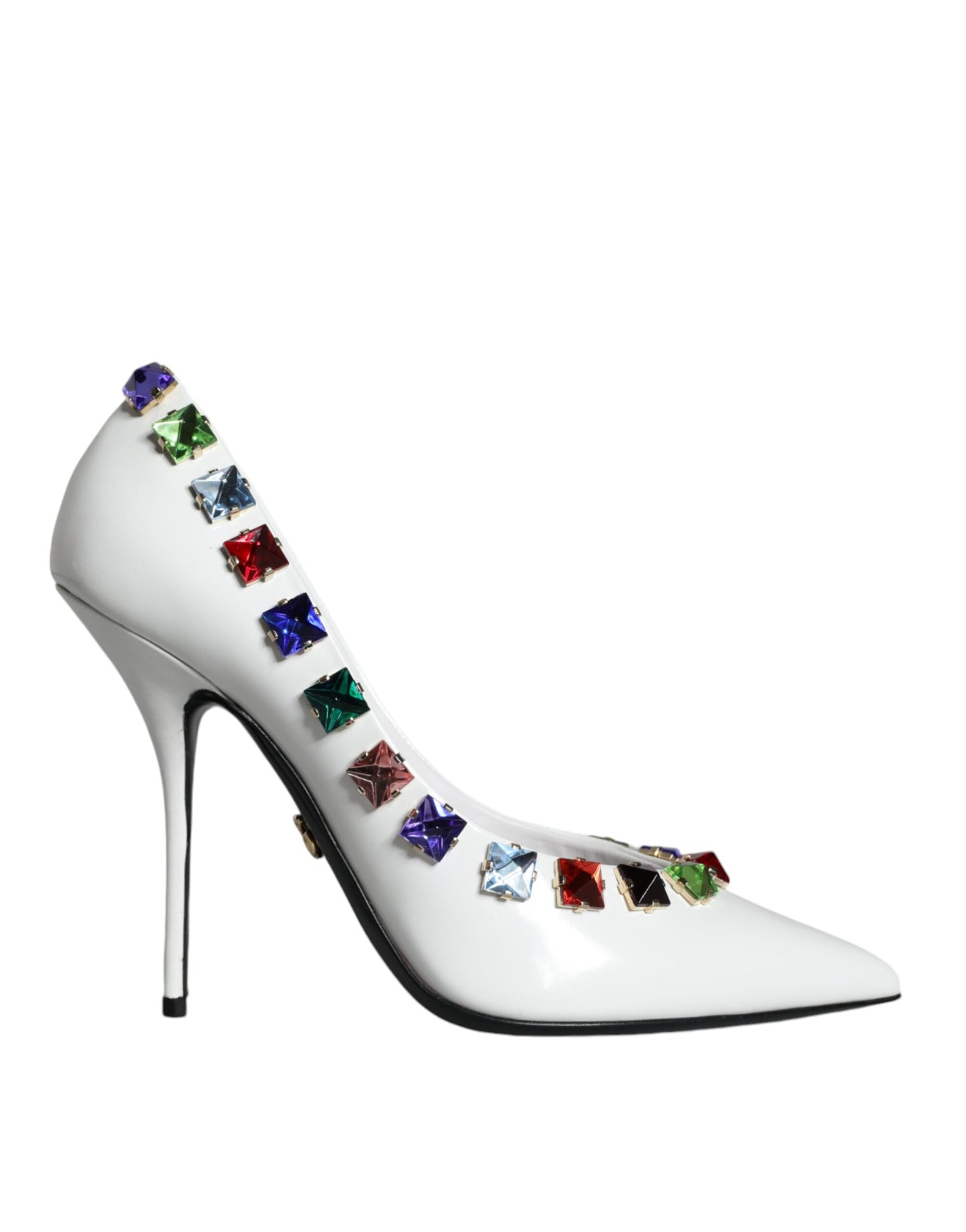 Zapatos de tacón alto de piel con cristales blancos de Dolce &amp; Gabbana