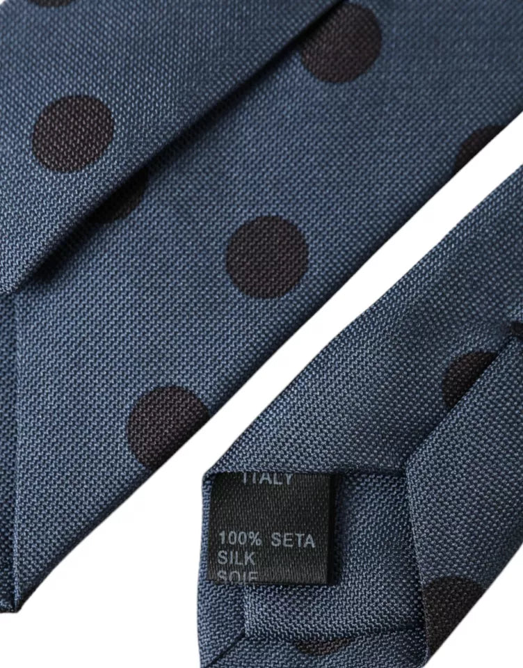 Dolce &amp; Gabbana Blå Svart Siden Polka Dot Justerbar Slips för män