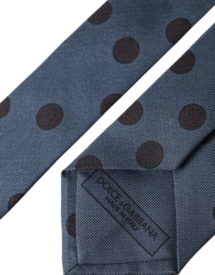 Dolce &amp; Gabbana Blå Svart Siden Polka Dot Justerbar Slips för män