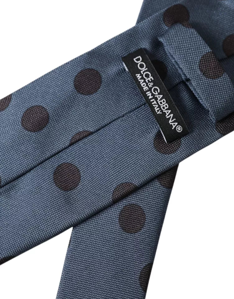 Dolce &amp; Gabbana Blå Svart Siden Polka Dot Justerbar Slips för män