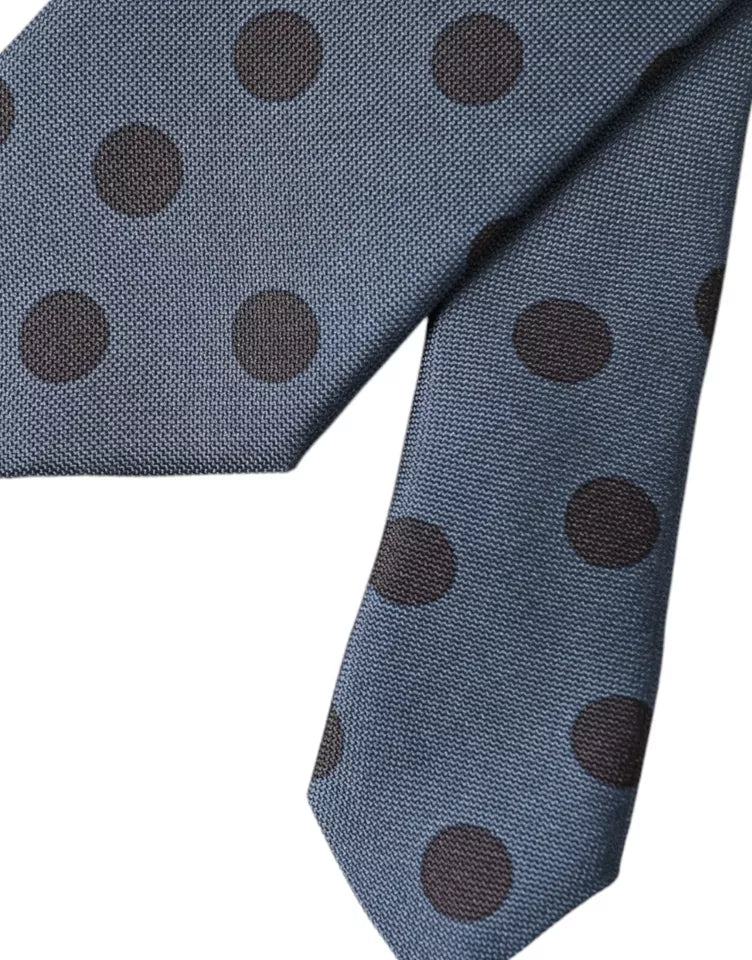 Dolce &amp; Gabbana Blå Svart Siden Polka Dot Justerbar Slips för män