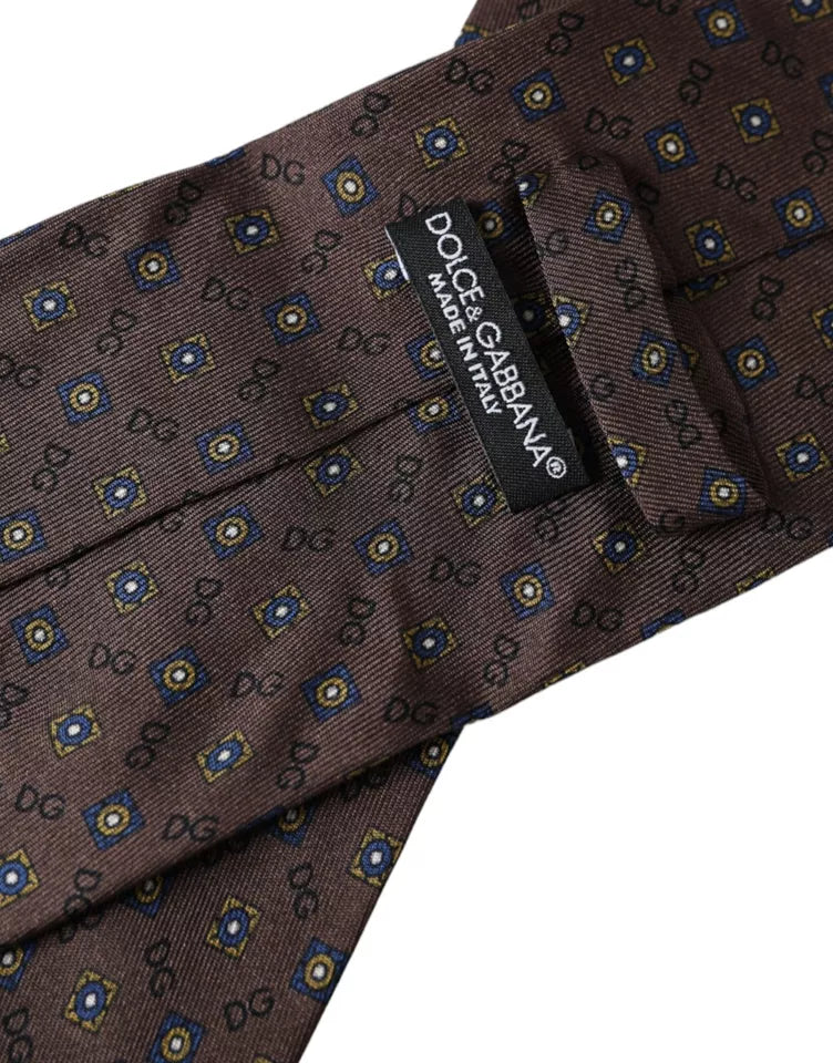 Dolce &amp; Gabbana, brun sidenmärkt logotyp Justerbar slips för män