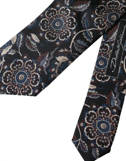 Corbata ajustable de seda con estampado floral negro de Dolce &amp; Gabbana para hombre