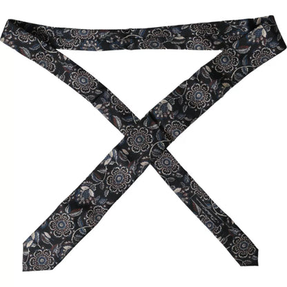 Corbata ajustable de seda con estampado floral negro de Dolce &amp; Gabbana para hombre