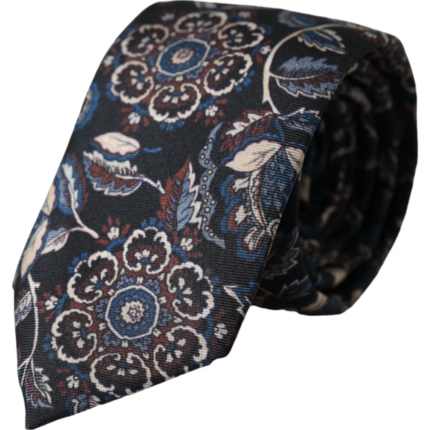 Corbata ajustable de seda con estampado floral negro de Dolce &amp; Gabbana para hombre