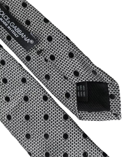 Dolce &amp; Gabbana Black White Dot Fantasy Silk Justerbar Slips för män