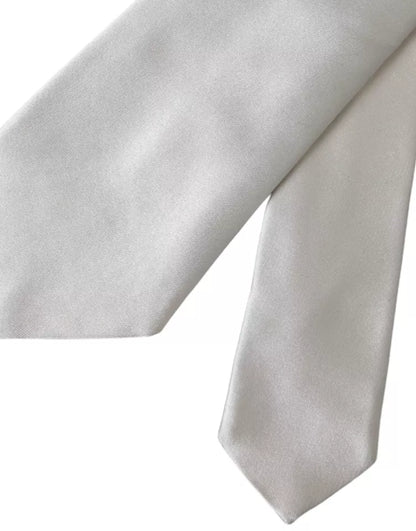 Corbata ajustable de seda satinada blanca para hombre de Dolce &amp; Gabbana