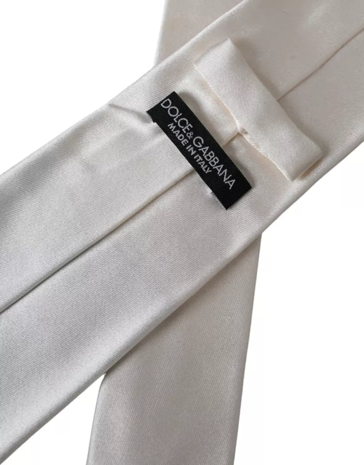 Corbata ajustable de seda satinada blanca para hombre de Dolce &amp; Gabbana