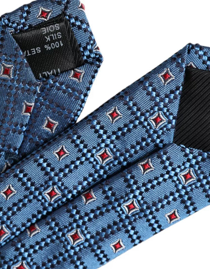 Corbata ajustable para hombre 100 % seda con estampado azul de Dolce &amp; Gabbana