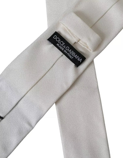 Corbata clásica ajustable de seda blanca para hombre de Dolce &amp; Gabbana