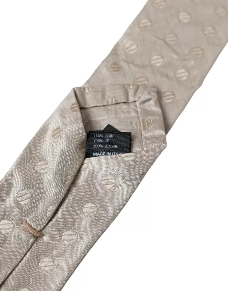 Corbata clásica ajustable de seda con lunares beige para hombre de Dolce &amp; Gabbana