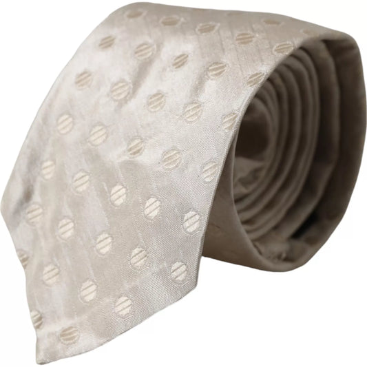 Corbata clásica ajustable de seda con lunares beige para hombre de Dolce &amp; Gabbana