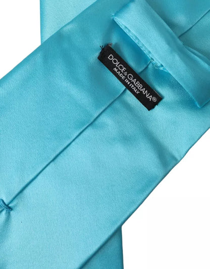 Corbata ajustable ancha de seda satinada azul claro para hombre de Dolce &amp; Gabbana