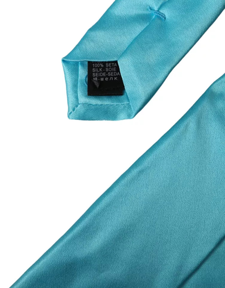 Corbata ajustable ancha de seda satinada azul claro para hombre de Dolce &amp; Gabbana