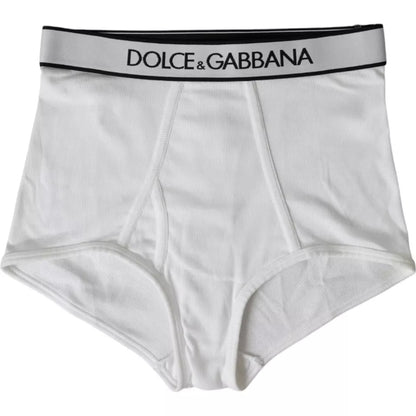 Dolce &amp; Gabbana White Cotton Stretch Logotypunderkläder