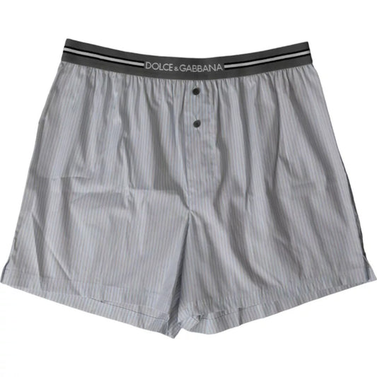 Dolce &amp; Gabbana Grey Stripes Cotton Blend Boxershorts Underkläder