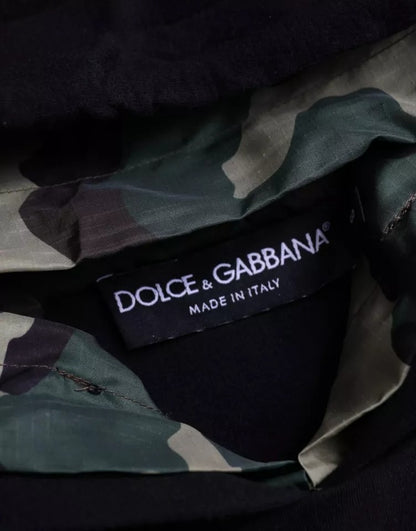 Dolce &amp; Gabbana svart kamouflage tröja med huva