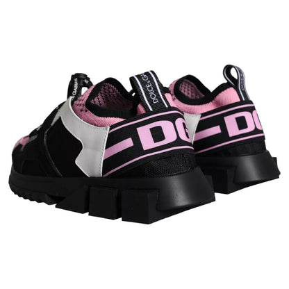 Dolce &amp; Gabbana Svart Rosa Mesh Sorrento Trekking Sneakers Skor