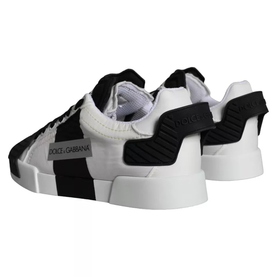 Zapatillas deportivas bajas de piel en blanco y negro de Dolce &amp; Gabbana para mujer