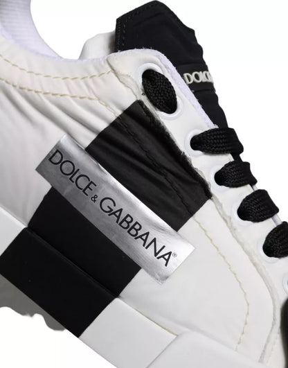 Zapatillas deportivas bajas de piel en blanco y negro de Dolce &amp; Gabbana para mujer