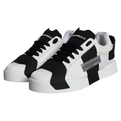 Zapatillas deportivas bajas de piel en blanco y negro de Dolce &amp; Gabbana para mujer