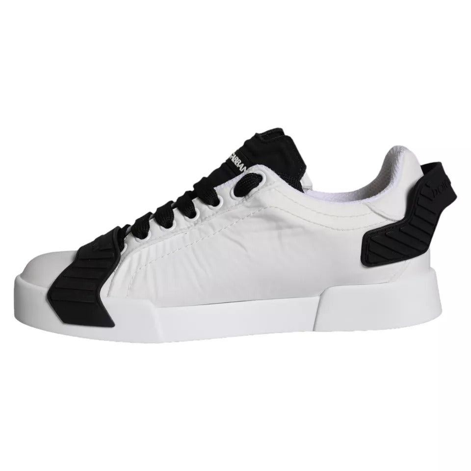 Zapatillas deportivas bajas de piel en blanco y negro de Dolce &amp; Gabbana para mujer