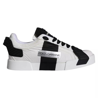 Zapatillas deportivas bajas de piel en blanco y negro de Dolce &amp; Gabbana para mujer