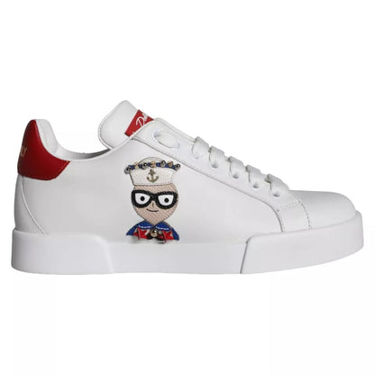 Zapatillas de deporte de napa Portofino de piel de becerro con parche blanco de Dolce &amp; Gabbana