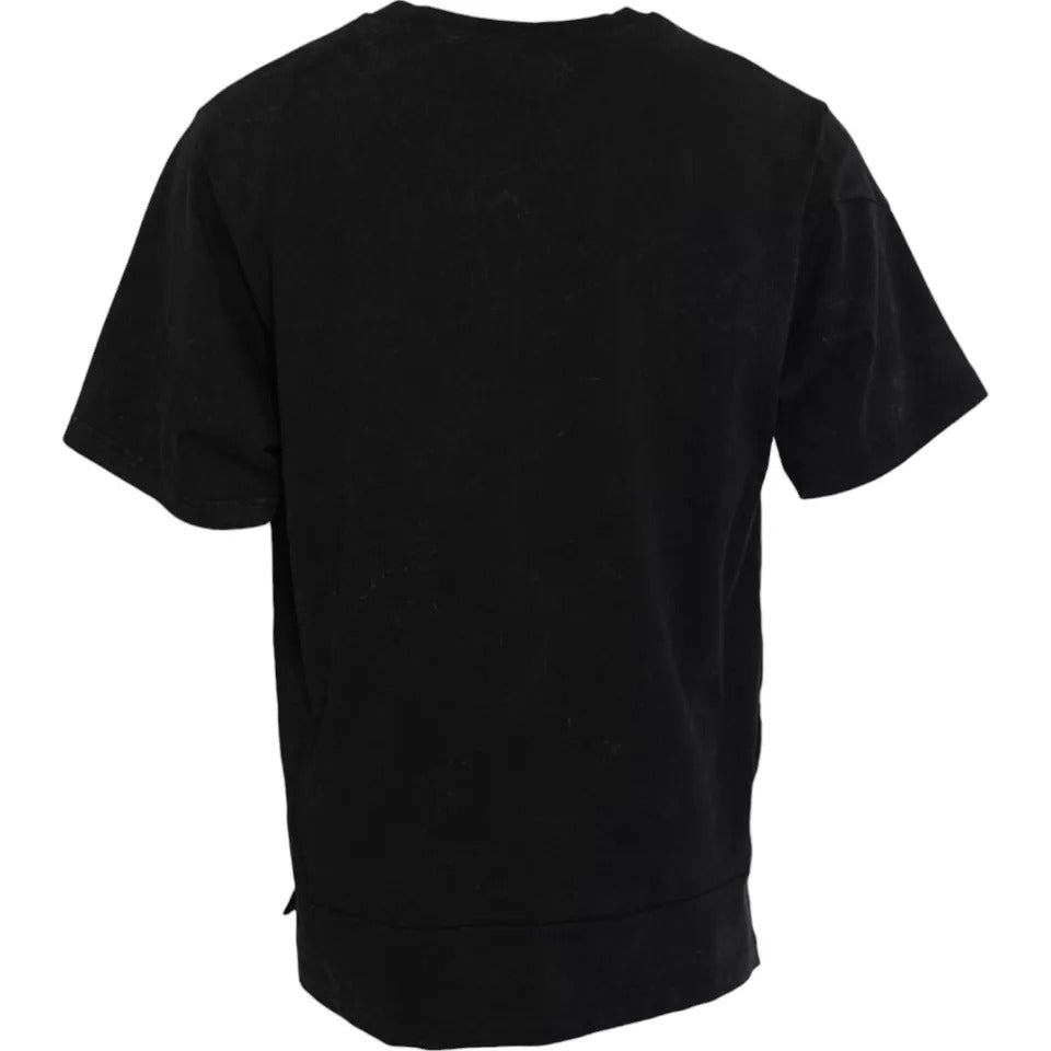 Dolce & Gabbana Black Graphic Print Cotton Crew Neck T-shirt