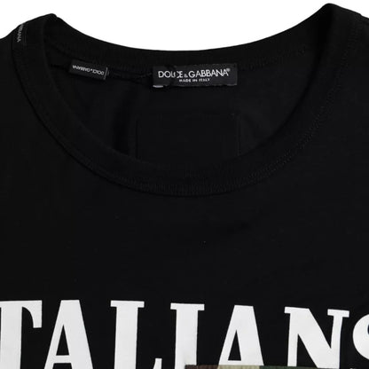 Camiseta de manga corta de algodón con estampado de camuflaje negro de Dolce &amp; Gabbana