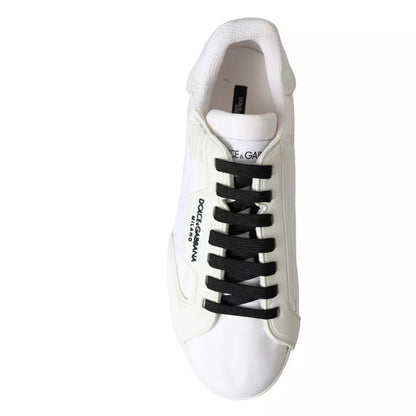 Dolce &amp; Gabbana White Portofino Logo Low Top Trainers Sneakers Skor