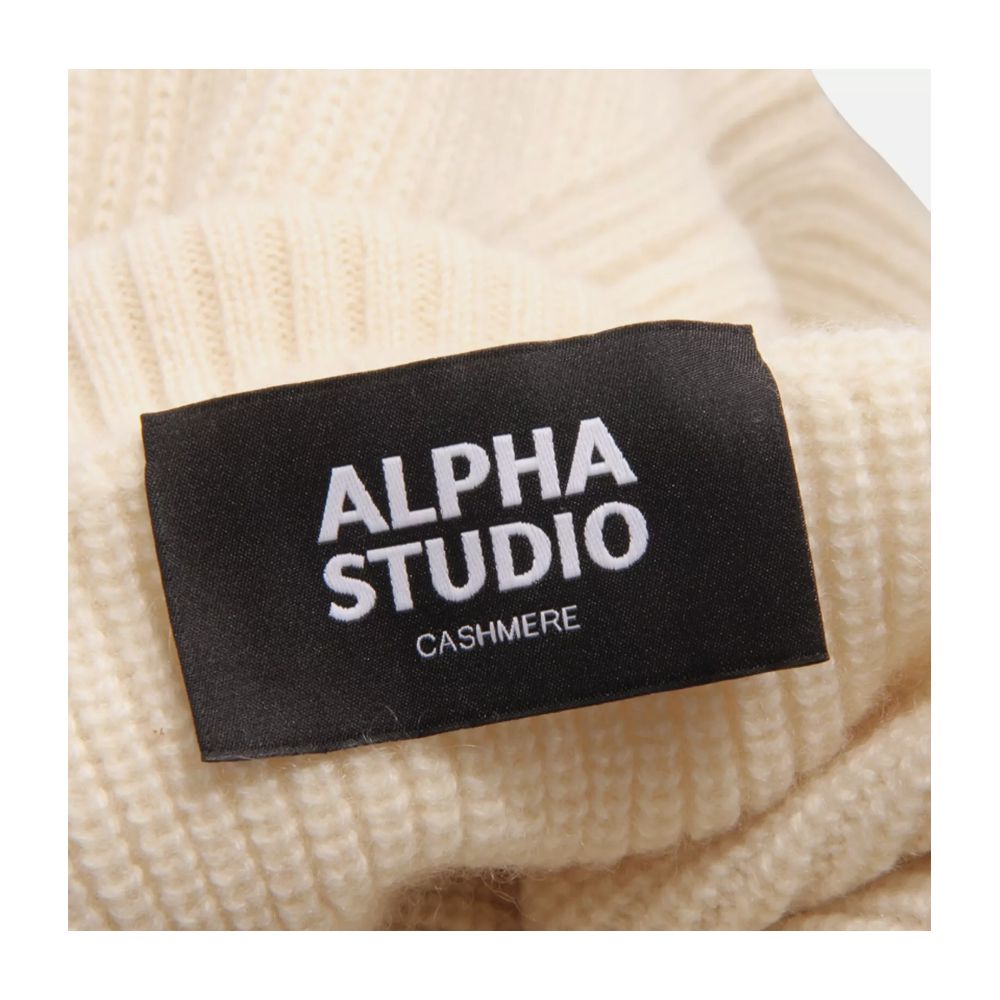 Alpha Studio vit kashmirtröja