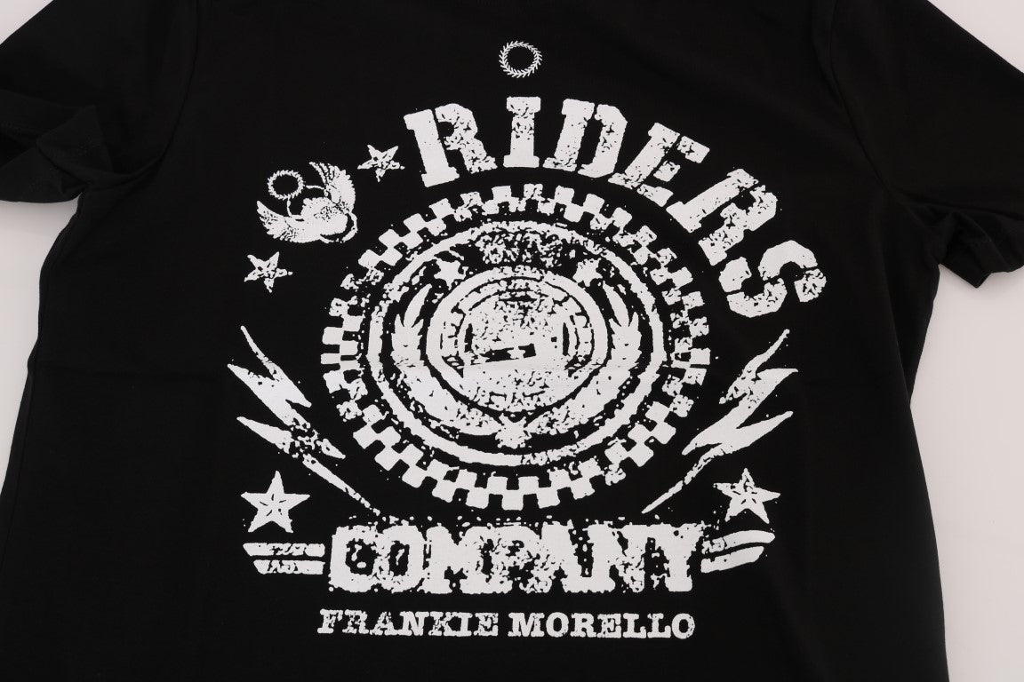 Frankie Morello Chic svart crewneck-tröja med 'RIDERS'-motiv