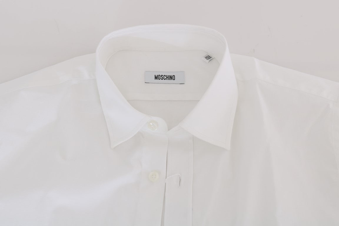 Moschino Elegant White Slim-Fit bomullsskjorta