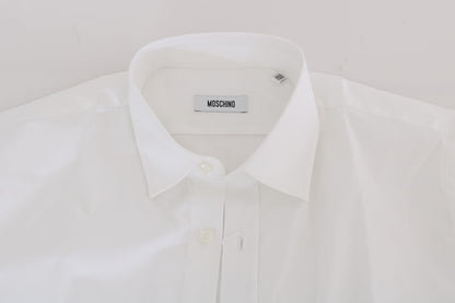 Moschino Elegant White Slim-Fit bomullsskjorta