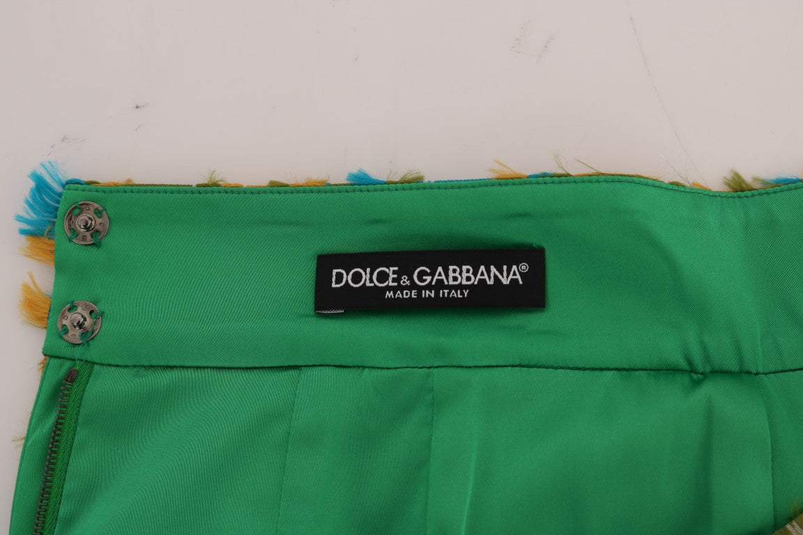 Falda elegante de talle alto en jacquard verde de Dolce &amp; Gabbana