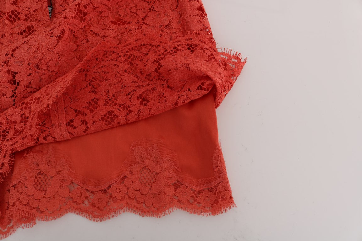 Dolce &amp; Gabbana Falda tubo de encaje macramé naranja