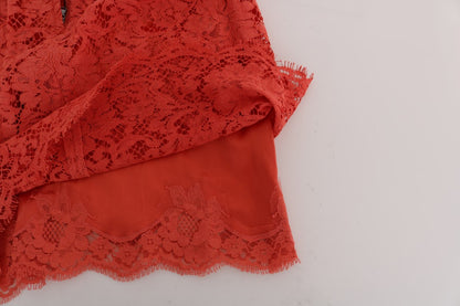 Dolce &amp; Gabbana Falda tubo de encaje macramé naranja