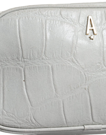 Aniye By White Croc Print Leather Crossbody Sling Bag