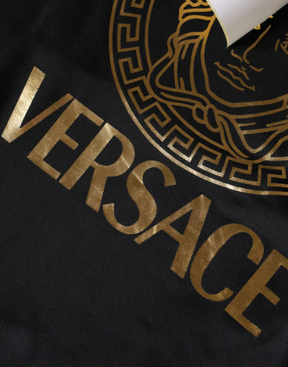 Versace Black Medusa Print Cotton HoodiePullover Sweatshirt Sweater