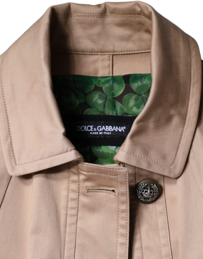 Dolce & Gabbana Beige Cotton Long Sleeve Collared Coat Jacket