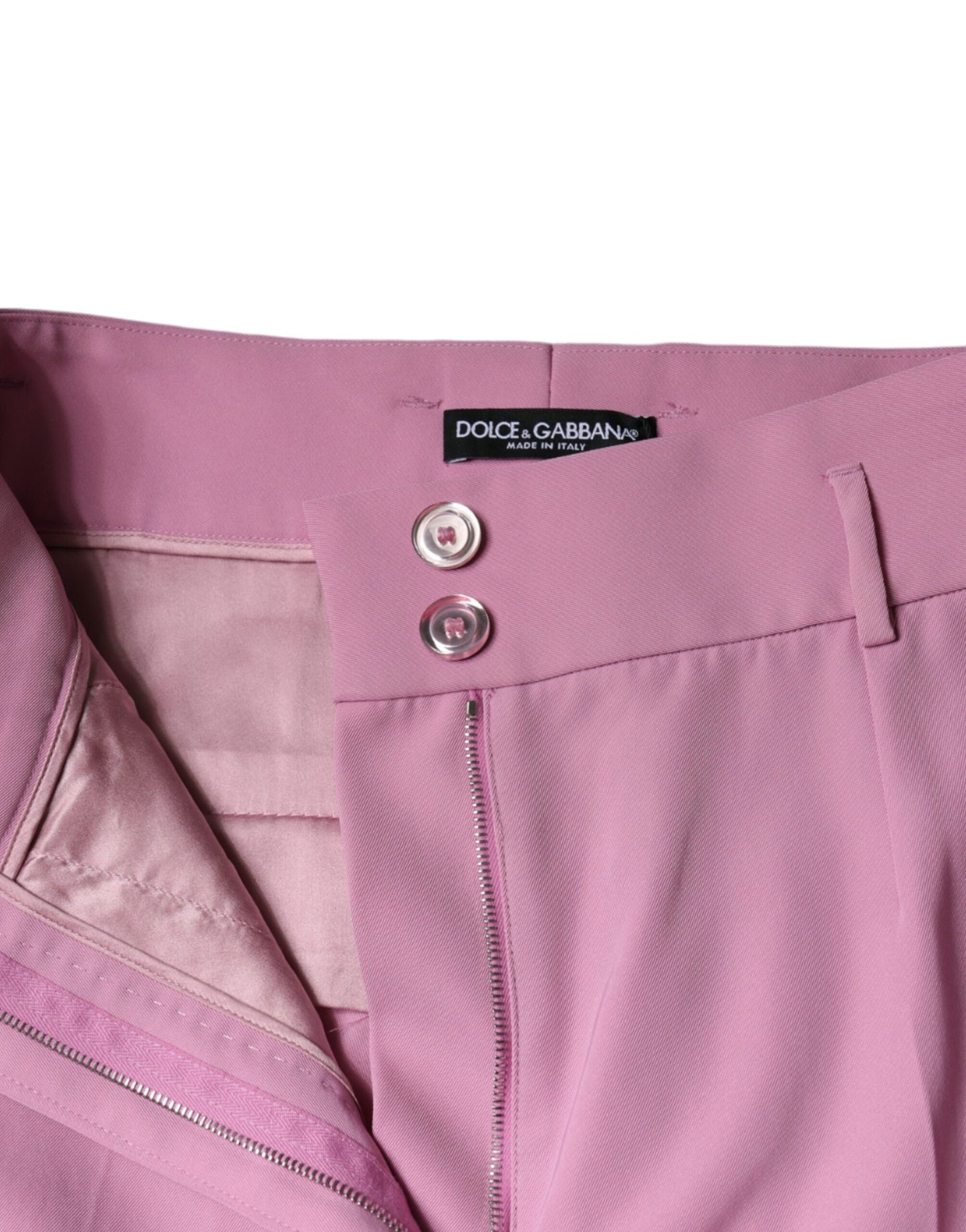 Dolce & Gabbana Pink Polyester High Waist Women Tapered Pants