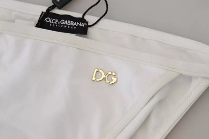 Dolce & Gabbana White DG Logo Beachwear Swimwear Bikini Bottom