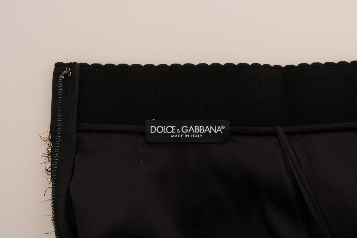 Falda tubo elegante de cintura alta con flecos dorados de Dolce &amp; Gabbana