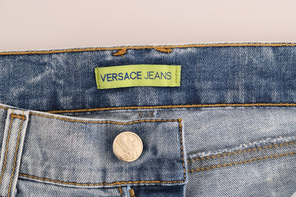 Versace jeans Chic ljusblå slitna slim fit jeans