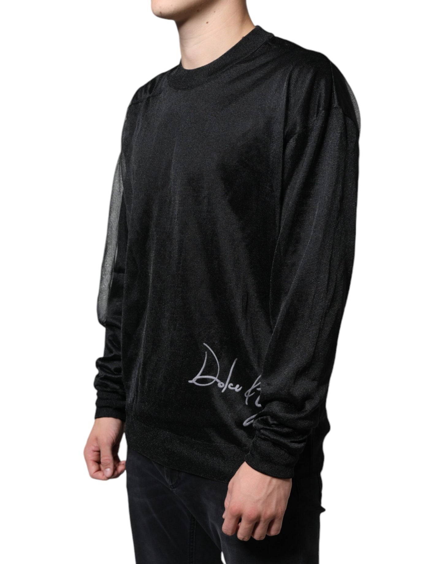 Dolce & Gabbana Black Polyester Pullover Sweatshirt Sweater