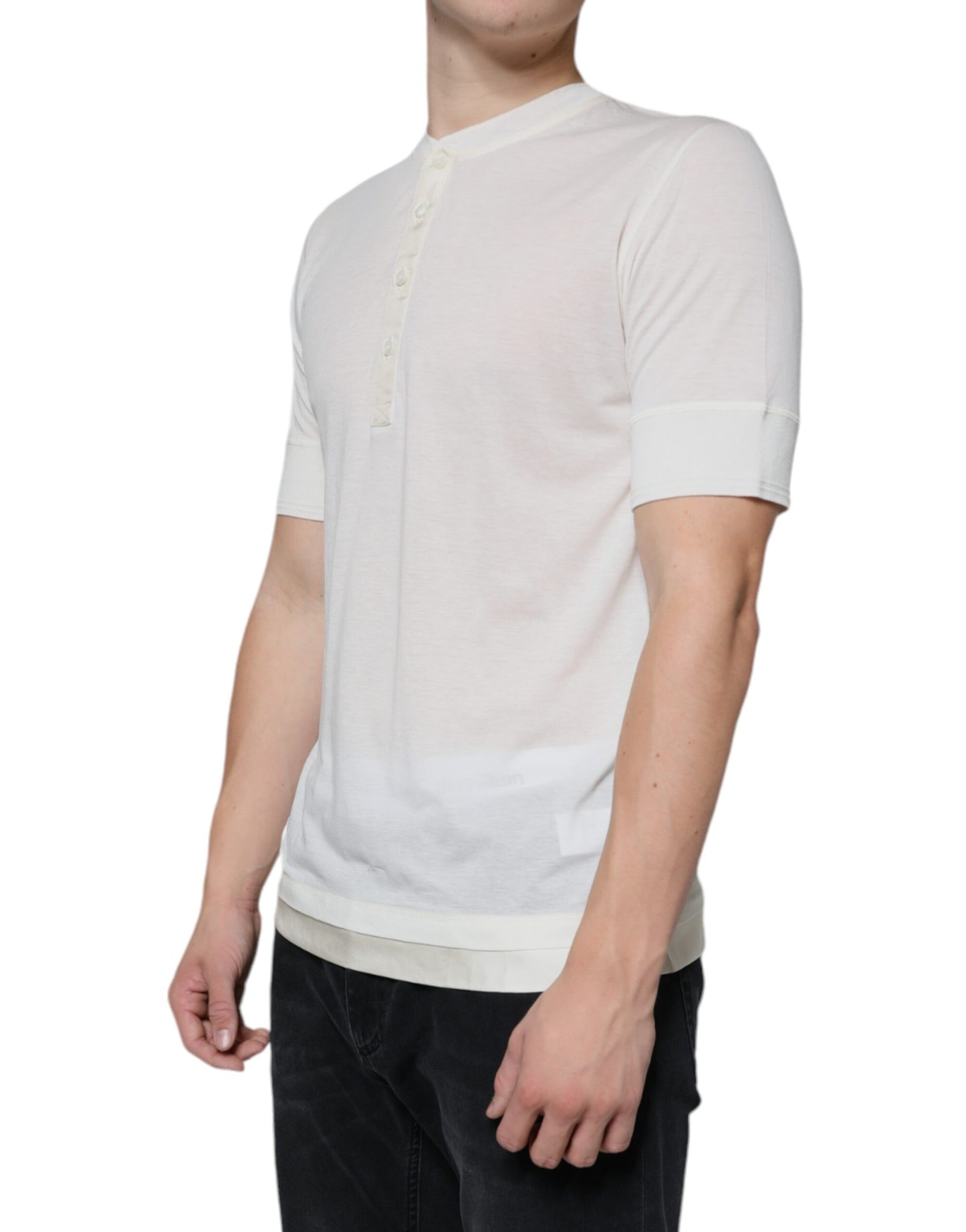 Dolce & Gabbana Off White Cotton Short Sleeves T-shirt