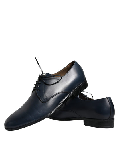 Dolce & Gabbana Navy Blue Leather Derby Dress Formal Shoes