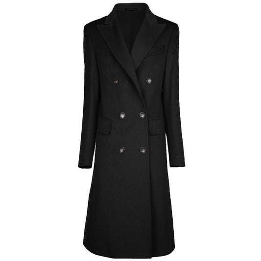 Made in Italy Black Wool Women Coat