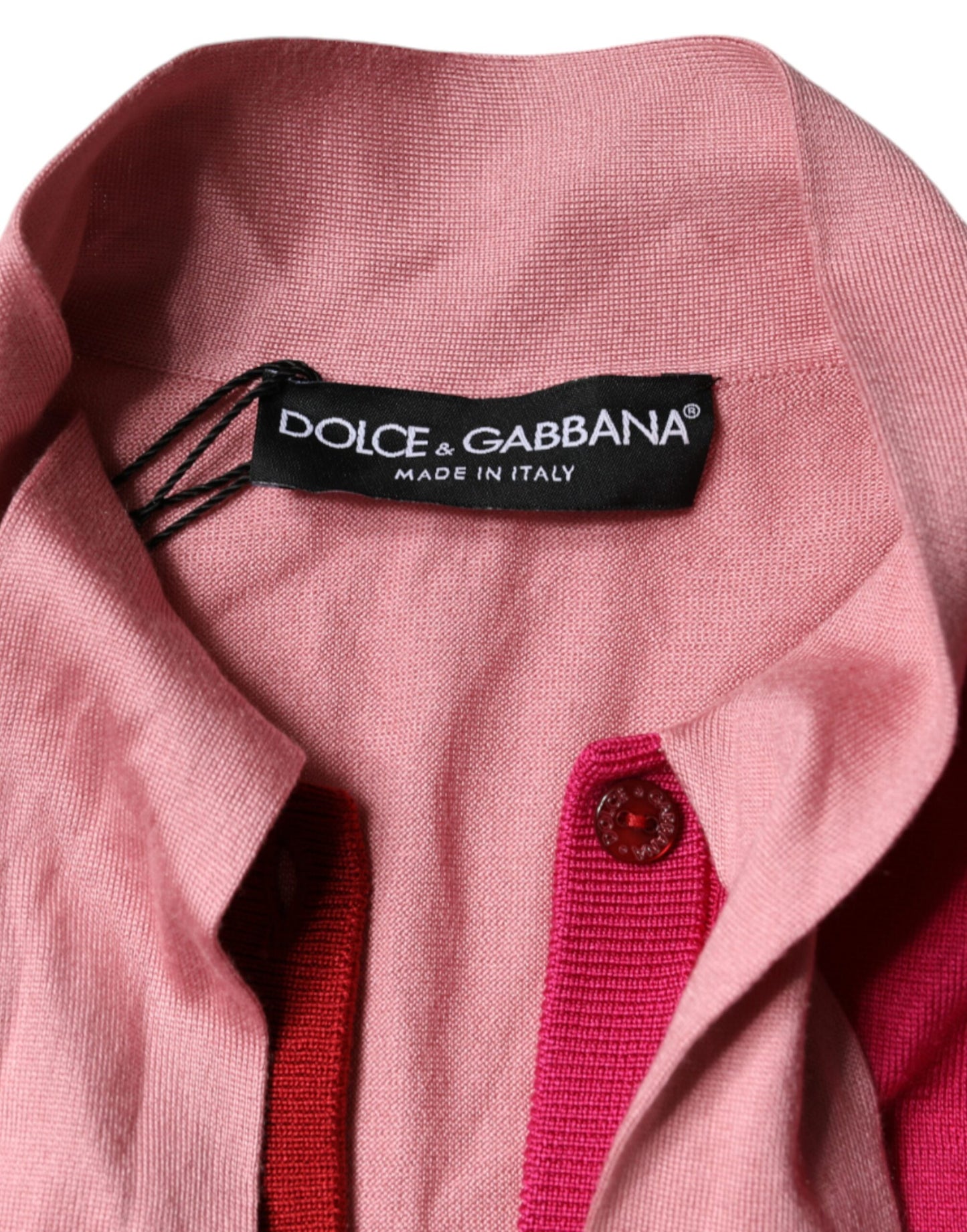 Dolce & Gabbana Pink Short Sleeves Pullover Ascot Collar Top